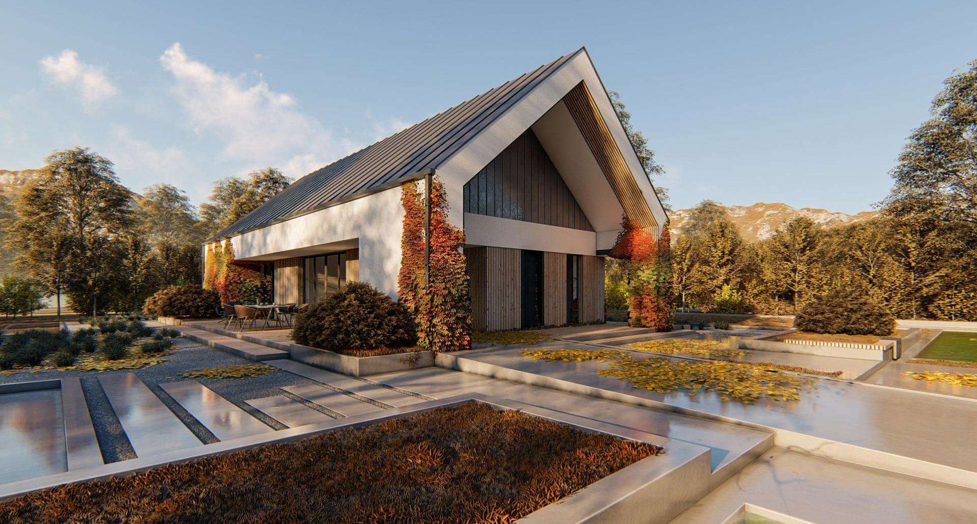 Fatada Casă parter 104 mp utili, 2 dormitoare, 2 băi