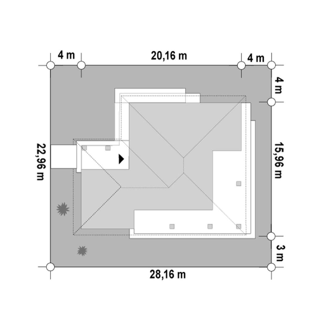 Plan amplasament Casă parter 125 mp utili, 3 dormitoare, 2 băi