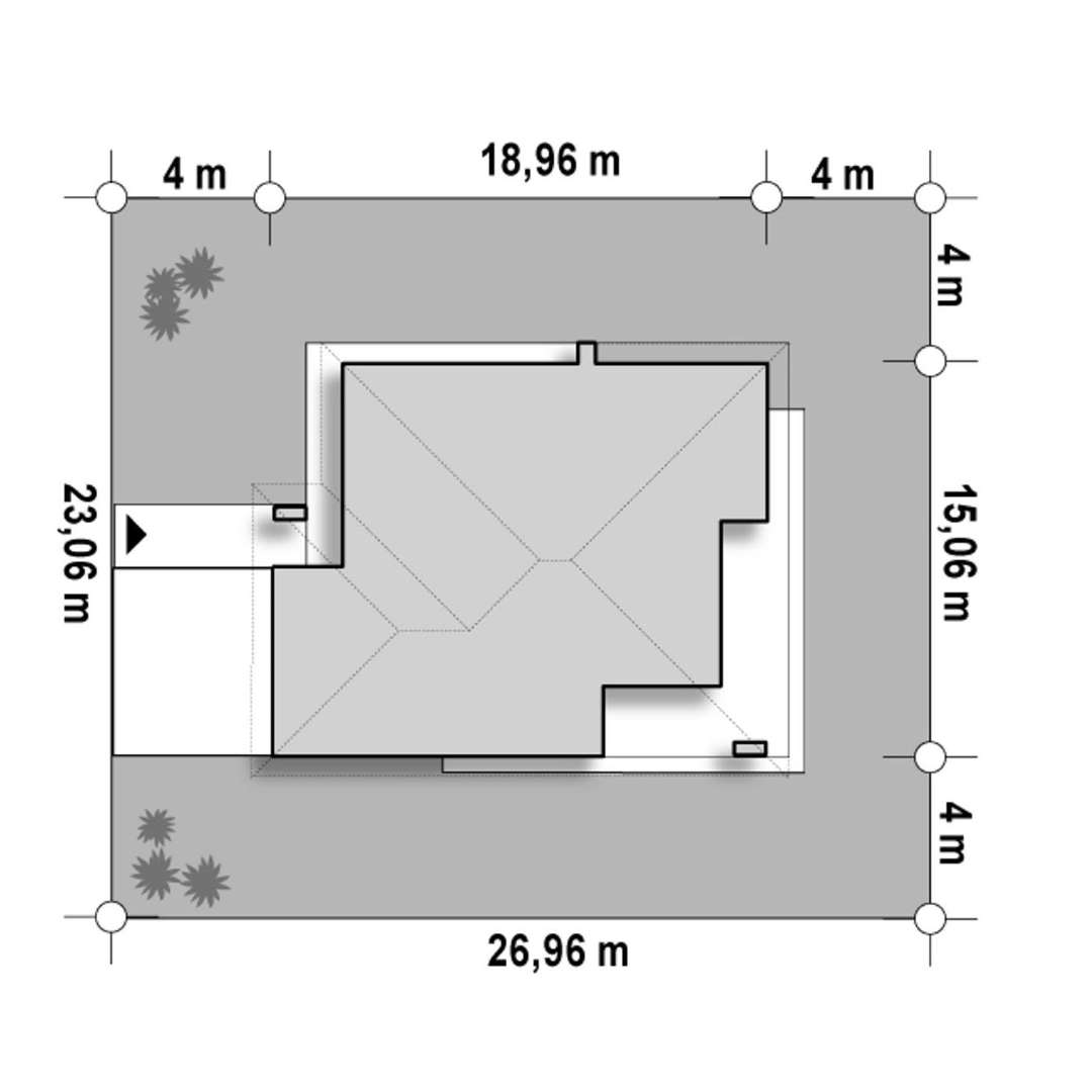 Plan amplasament Casă parter 147 mp utili, 4 dormitoare, 2 băi