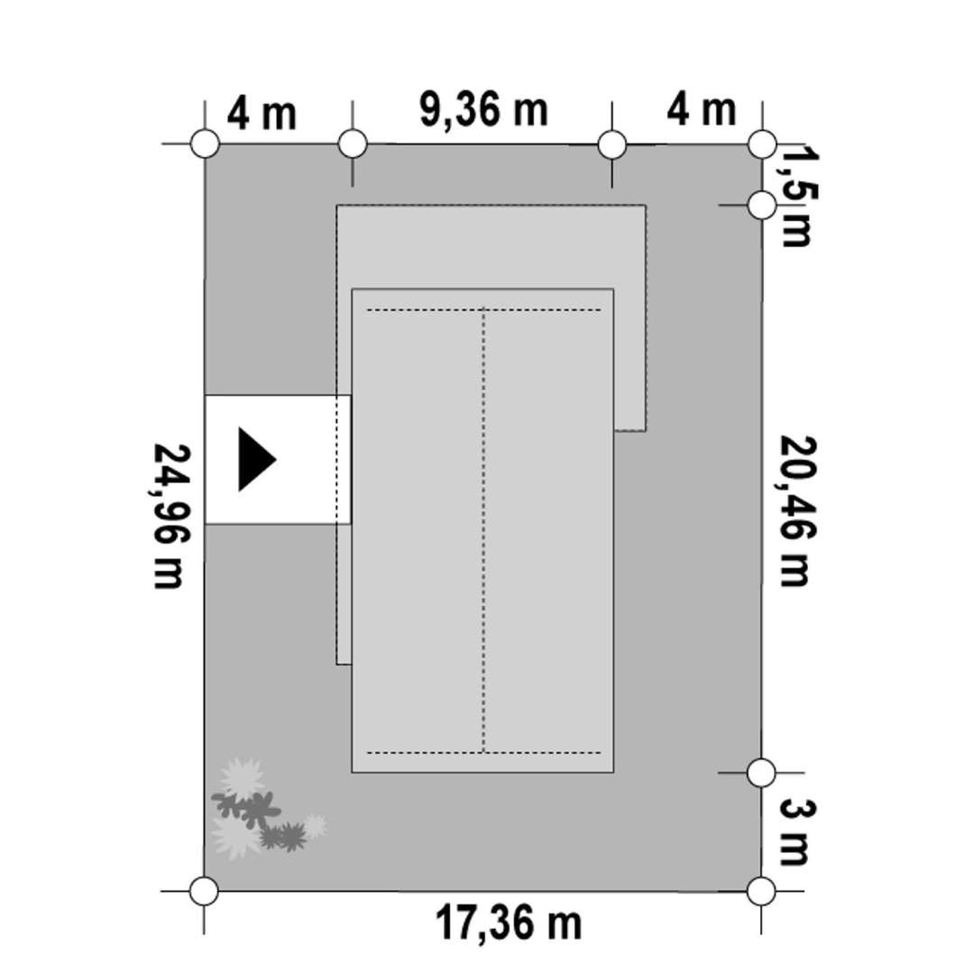 Plan amplasament Casă parter 95 mp utili, 3 dormitoare, o baie