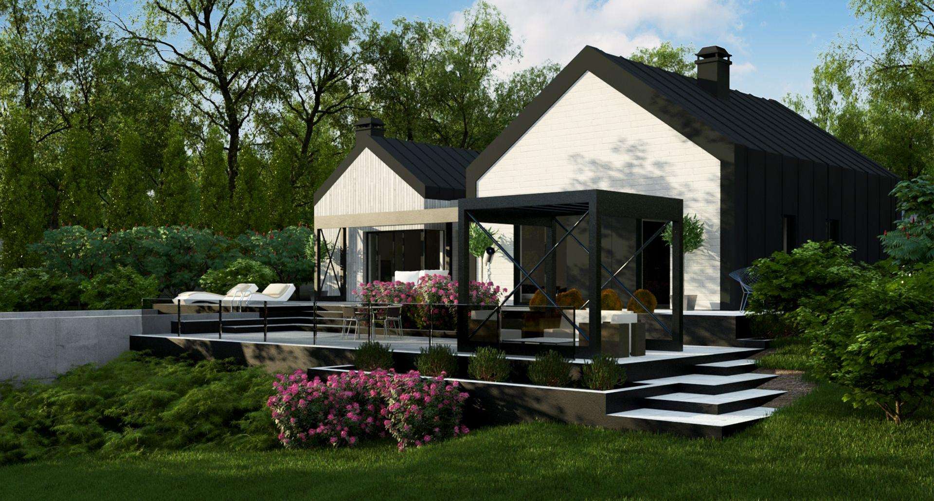 Fatada Casă parter 115 mp utili, 3 dormitoare, 2 băi