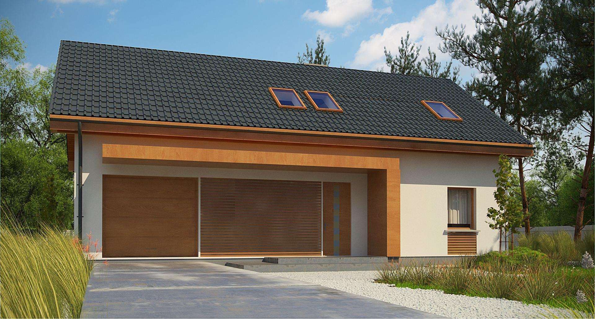Fatada Casă cu mansardă 148 mp utili, un dormitor, 3 băi