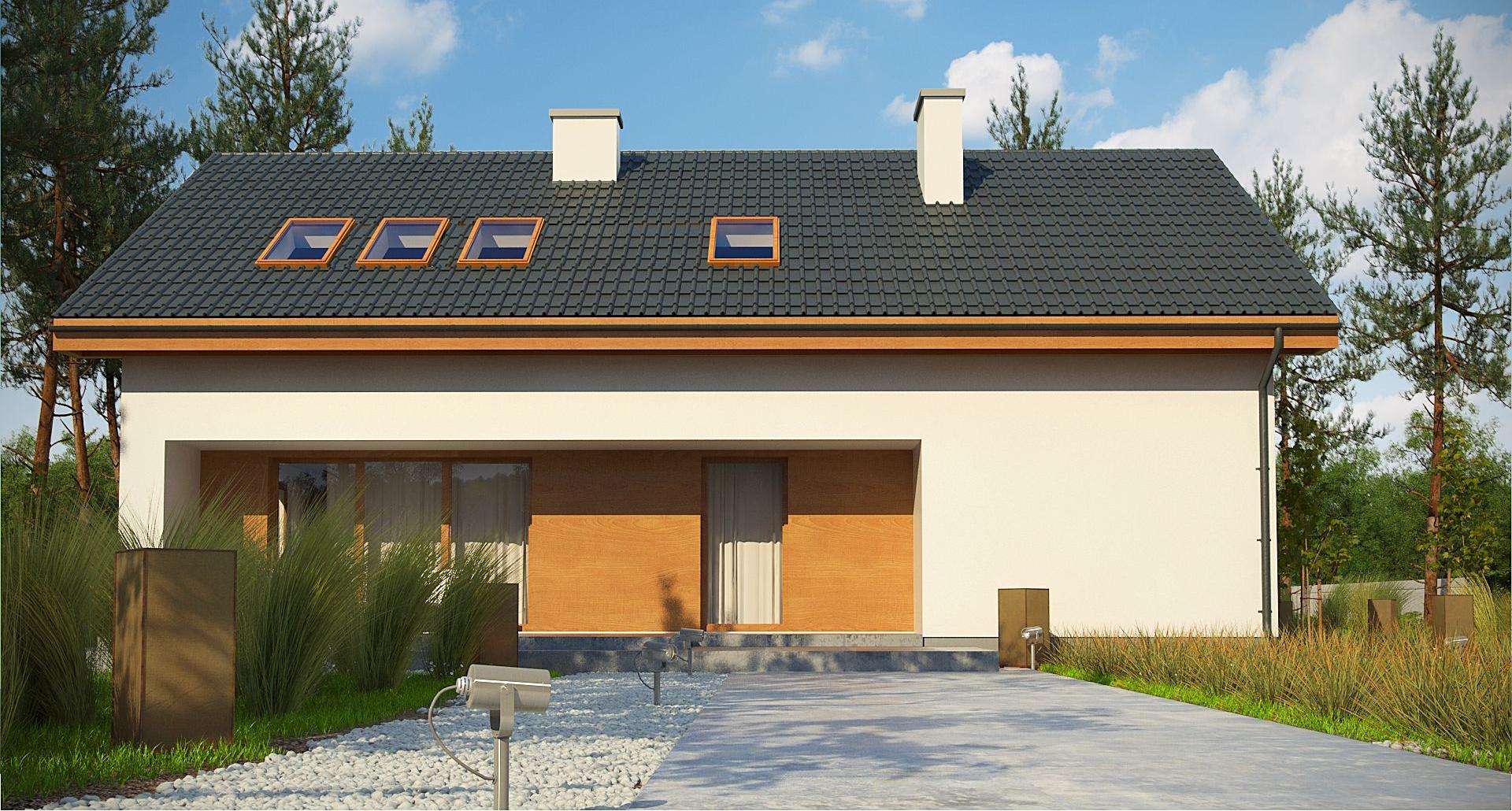 Fatada Casă cu mansardă 148 mp utili, un dormitor, 3 băi