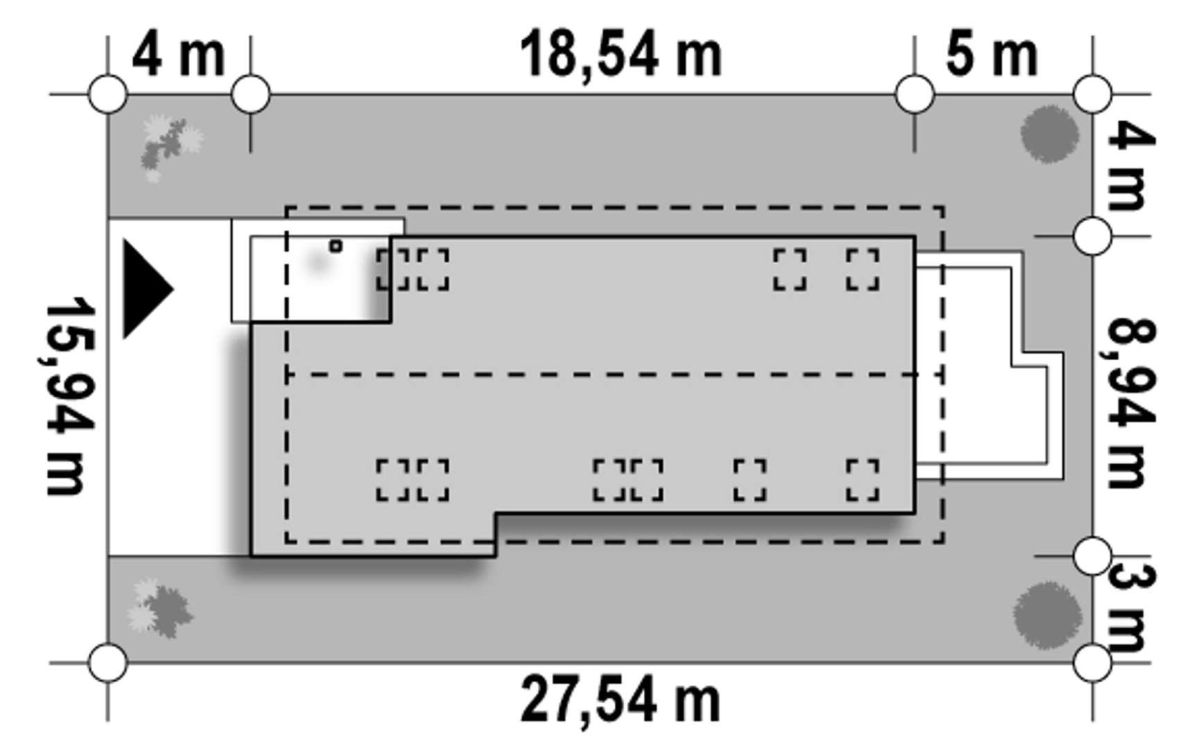 Plan amplasament Casă cu mansardă 157 mp utili, un dormitor, 2 băi