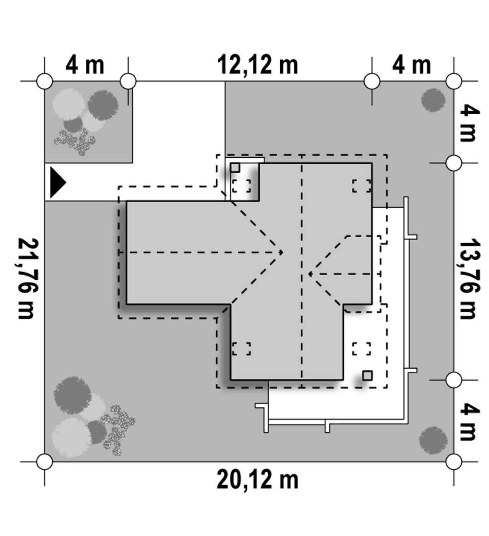 Plan amplasament Casă cu mansardă 159 mp utili, un dormitor, 3 băi