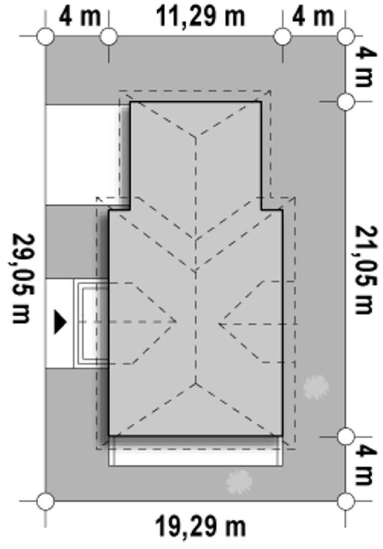 Plan amplasament Casă cu mansardă 272 mp utili, un dormitor, 2 băi