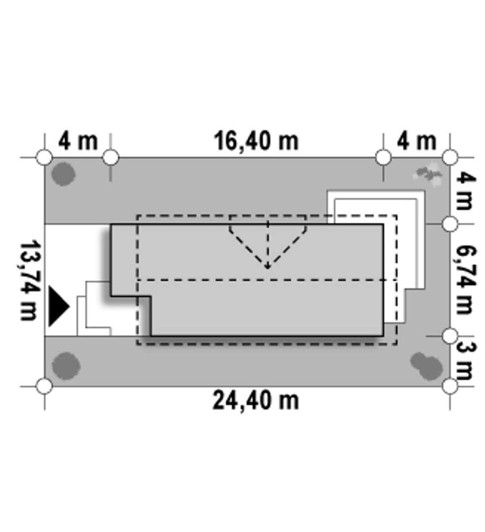 Plan amplasament Casă cu mansardă 122 mp utili, un dormitor, o baie