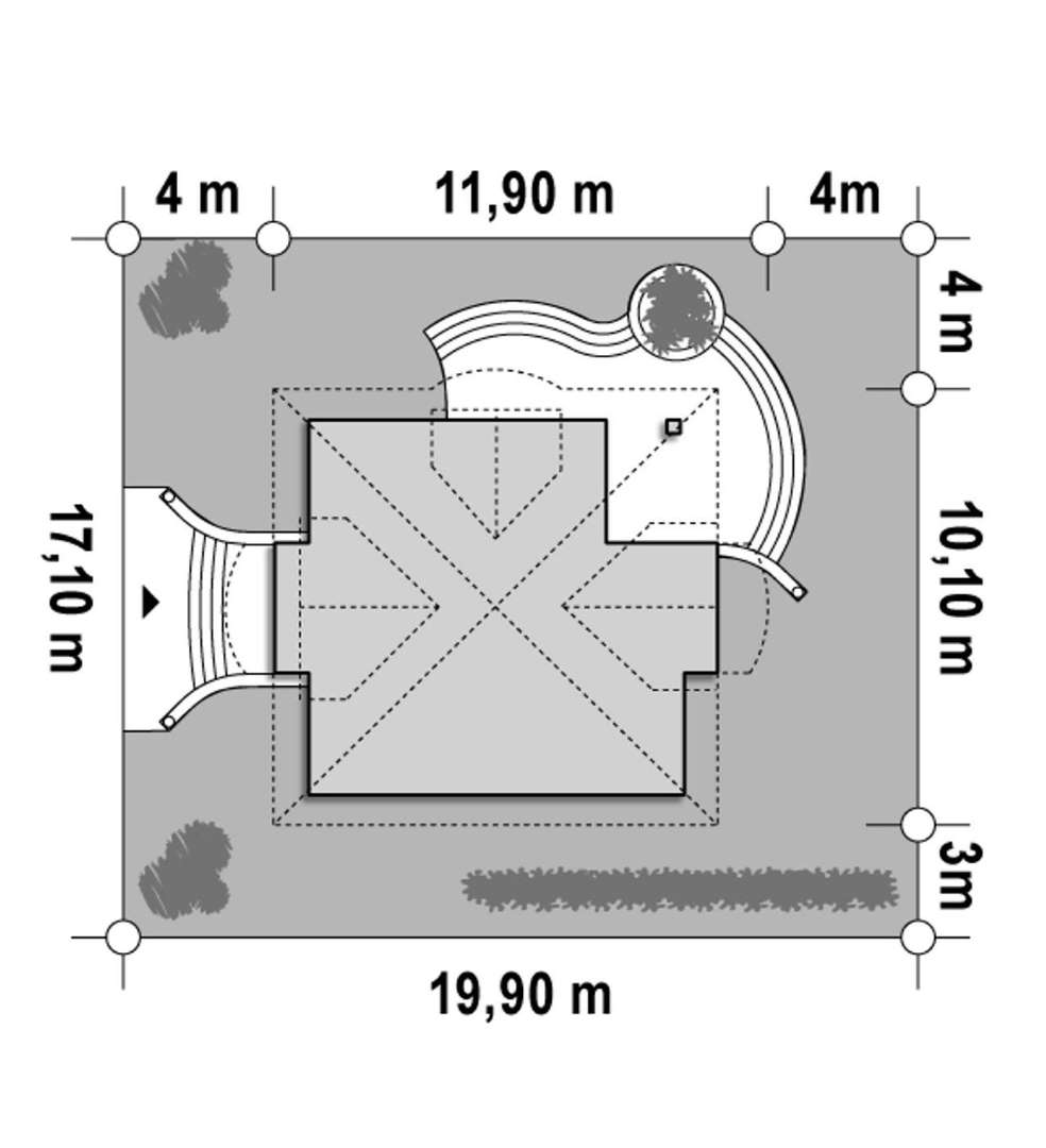 Plan amplasament Casă cu mansardă 133 mp utili, un dormitor, o baie