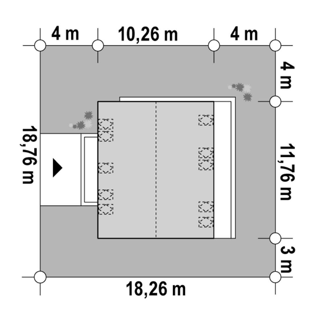 Plan amplasament Casă cu mansardă 157 mp utili, un dormitor, 4 băi