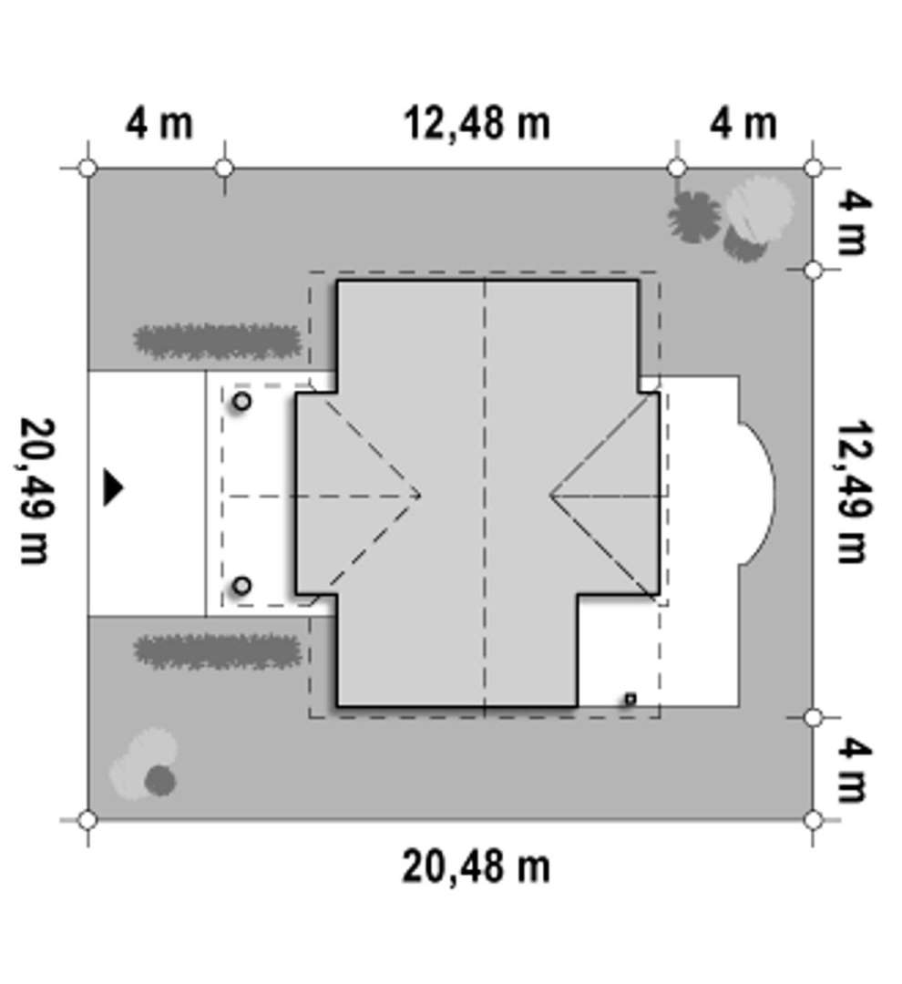 Plan amplasament Casă cu mansardă 163 mp utili, un dormitor, 2 băi