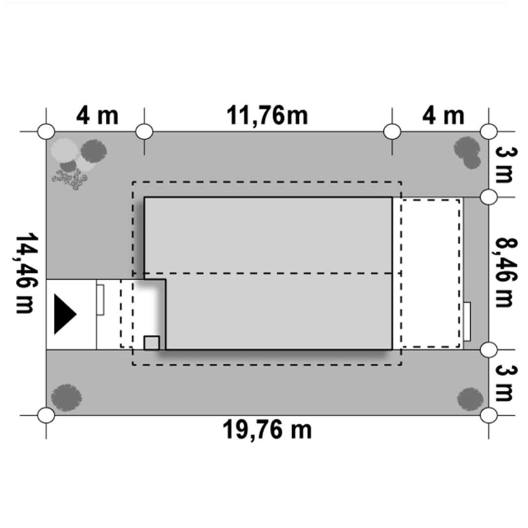Plan amplasament Casă cu mansardă 127 mp utili, un dormitor, 3 băi