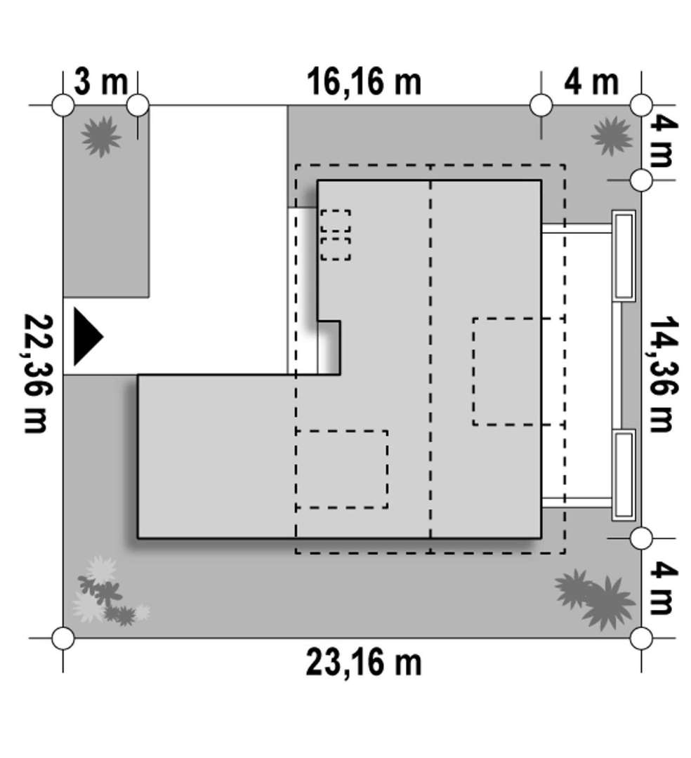 Plan amplasament Casă cu mansardă 173 mp utili, un dormitor, 3 băi