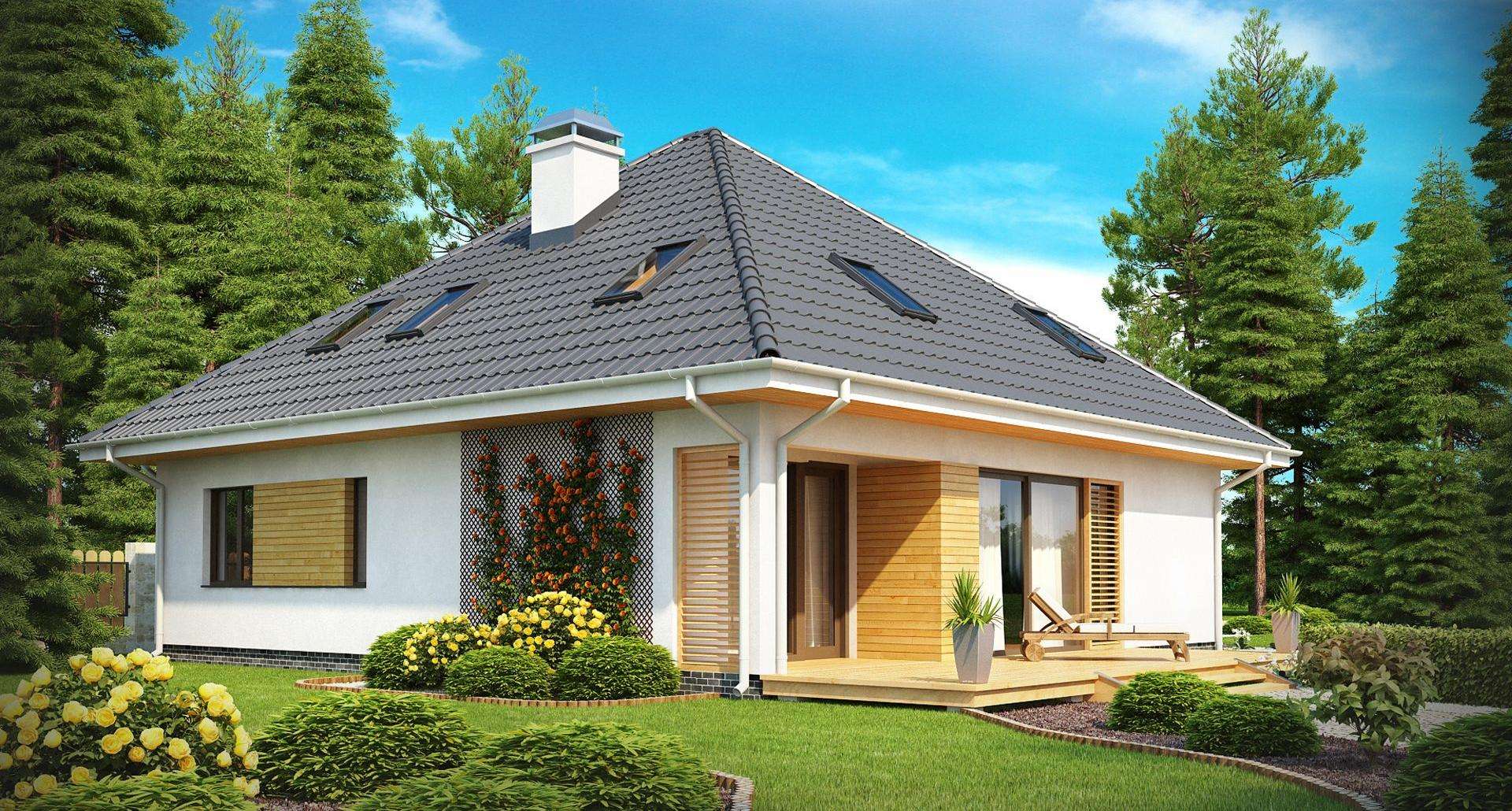 Fatada Casă cu mansardă 157 mp utili, un dormitor, 3 băi