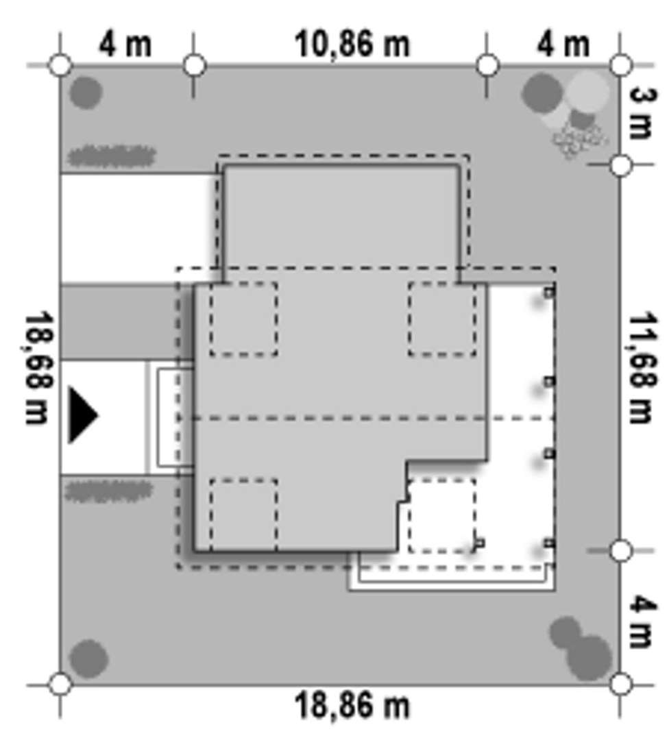 Plan amplasament Casă cu mansardă 95 mp utili, un dormitor, 2 băi
