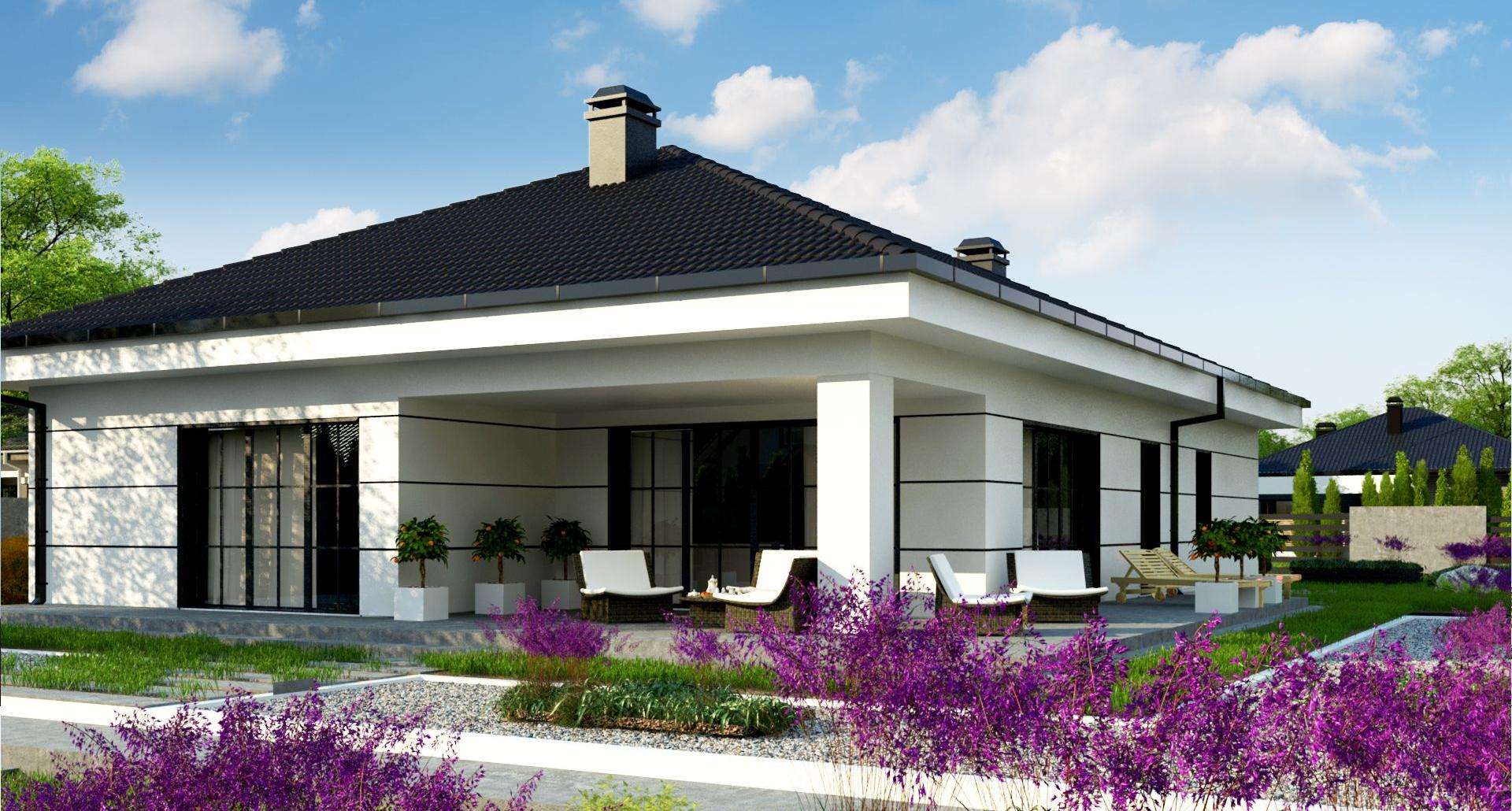 Fatada Casă parter 126 mp utili, 3 dormitoare, 2 băi