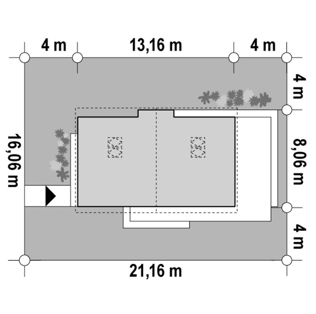 Plan amplasament Casă cu mansardă 113 mp utili, un dormitor, 2 băi
