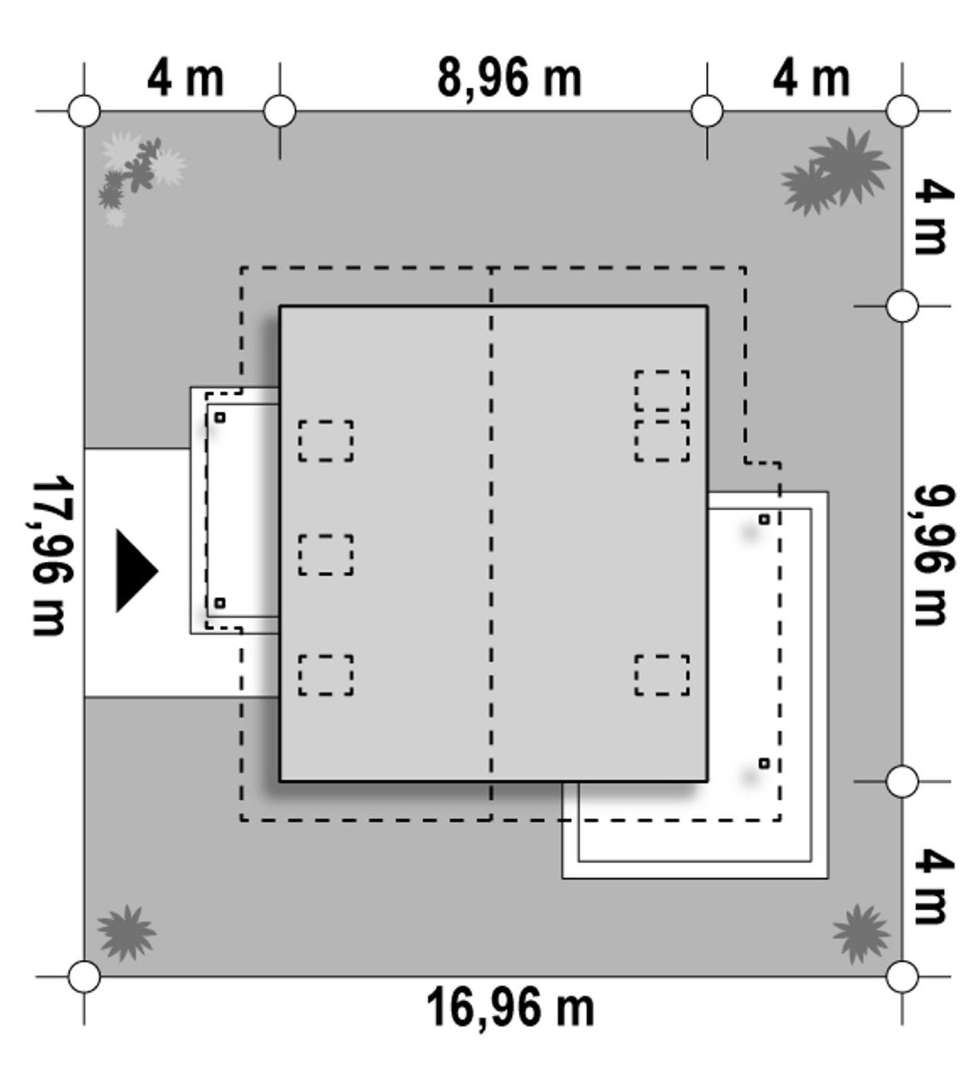 Plan amplasament Casă cu mansardă 112 mp utili, un dormitor, 2 băi