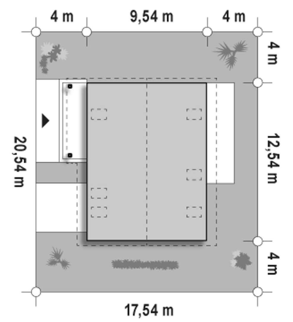 Plan amplasament Casă cu mansardă 142 mp utili, un dormitor, o baie