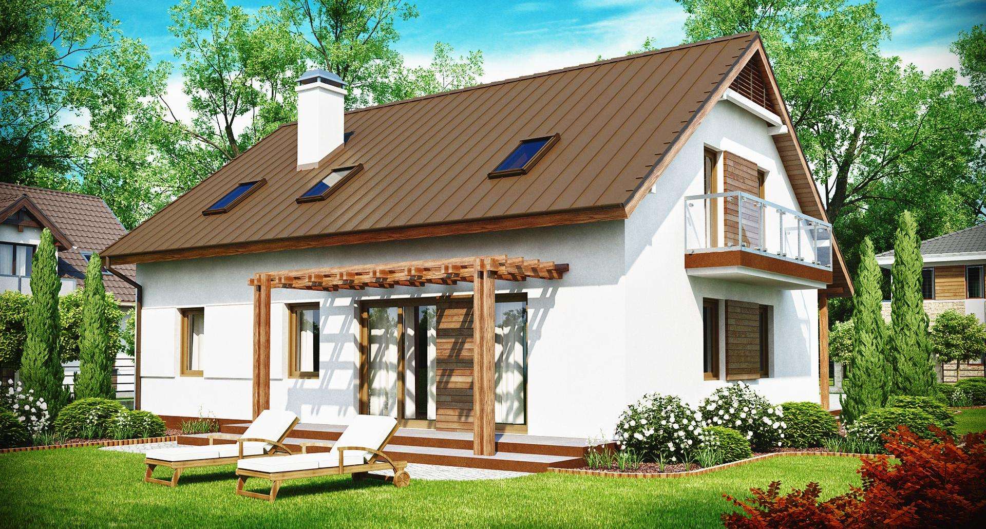 Fatada Casă cu mansardă 142 mp utili, un dormitor, o baie