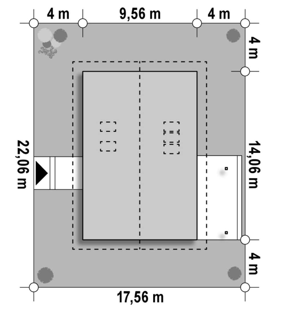 Plan amplasament Casă cu mansardă 152 mp utili, 3 dormitoare, 2 băi