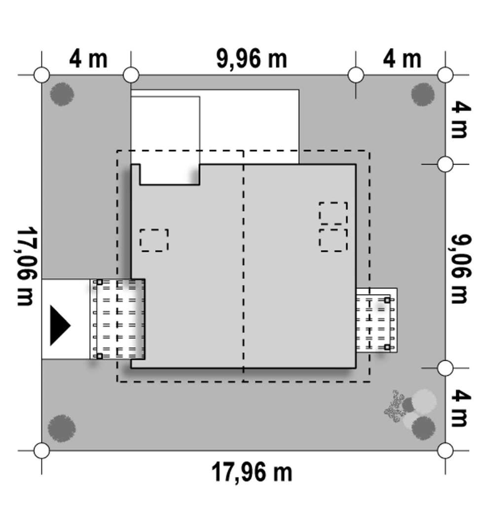 Plan amplasament Casă cu mansardă 115 mp utili, un dormitor, o baie