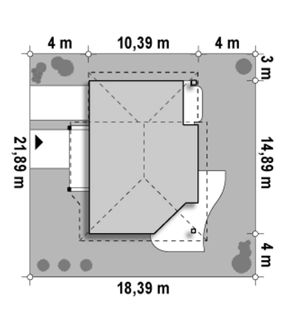 Plan amplasament Casă cu mansardă 150 mp utili, un dormitor, o baie