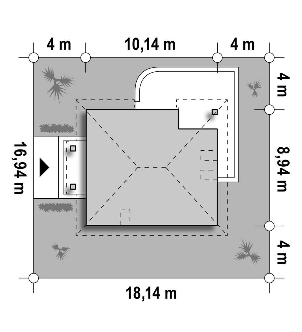 Plan amplasament Casă cu mansardă 101 mp utili, un dormitor, o baie