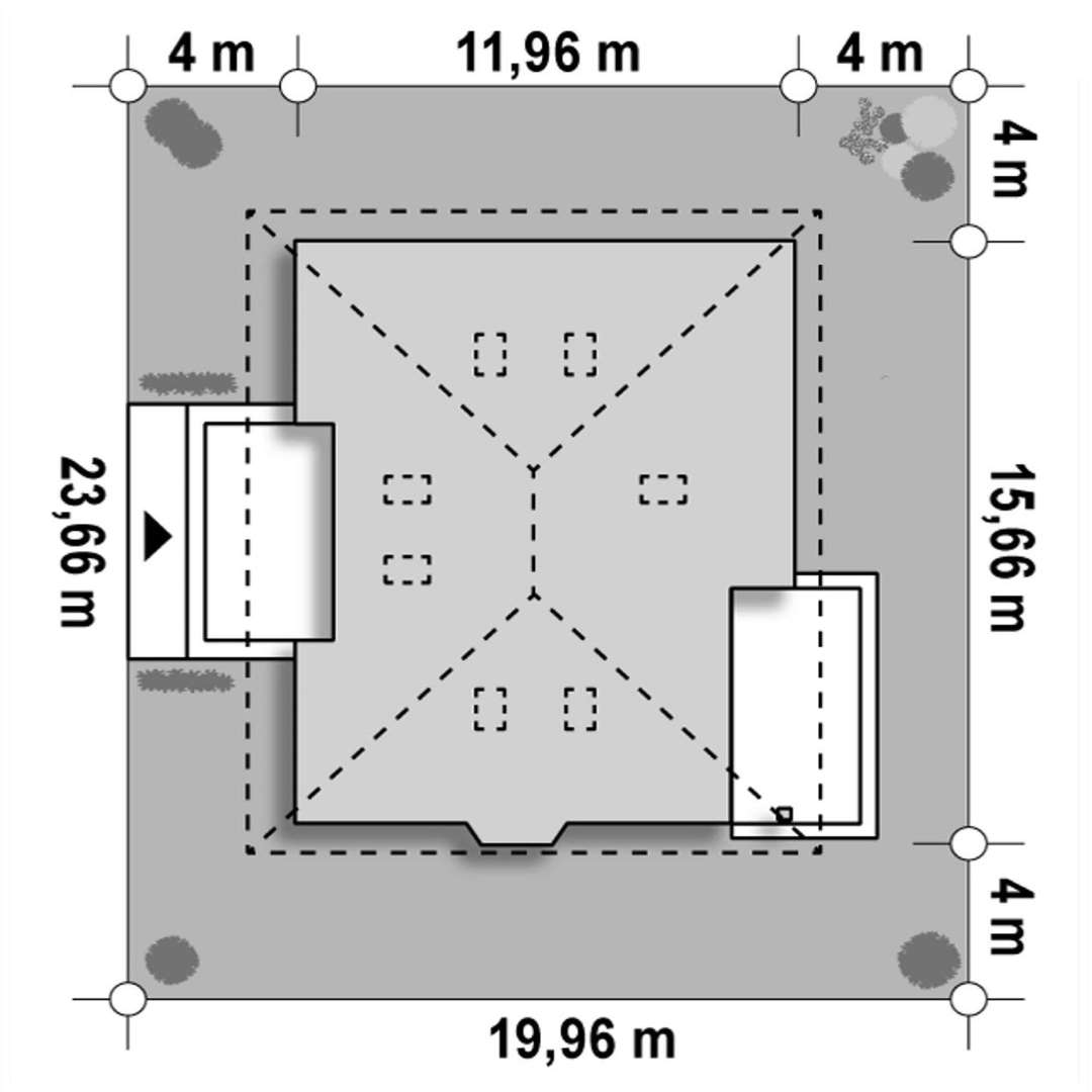 Plan amplasament Casă cu mansardă 167 mp utili, 3 dormitoare, o baie