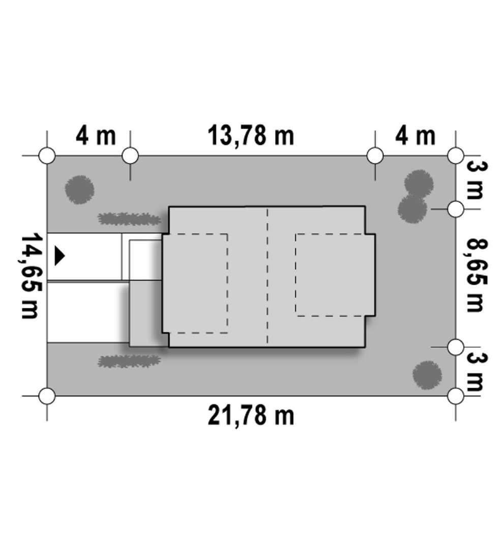 Plan amplasament Casă cu mansardă 123 mp utili, un dormitor, o baie