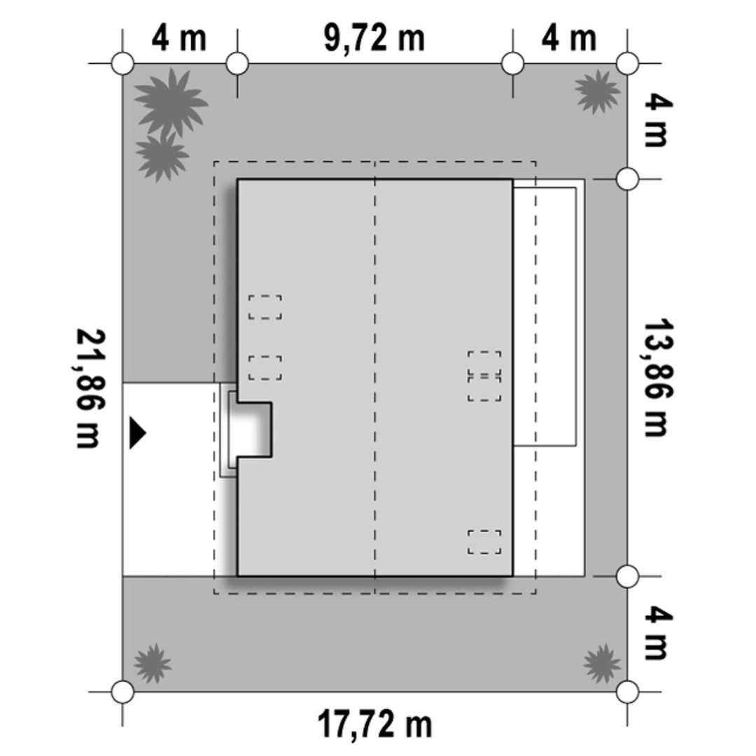 Plan amplasament Casă cu mansardă 146 mp utili, un dormitor, 2 băi