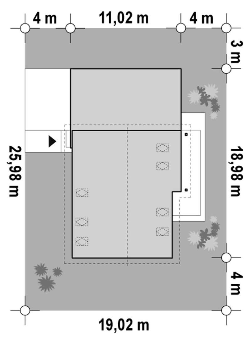 Plan amplasament Casă cu mansardă 175 mp utili, 3 dormitoare, 2 băi