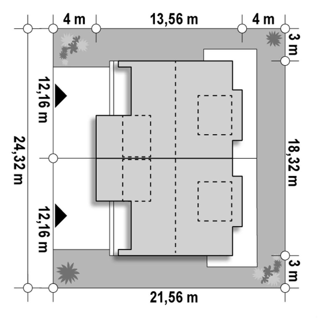 Plan amplasament Casă cu mansardă 124 mp utili, un dormitor, 2 băi