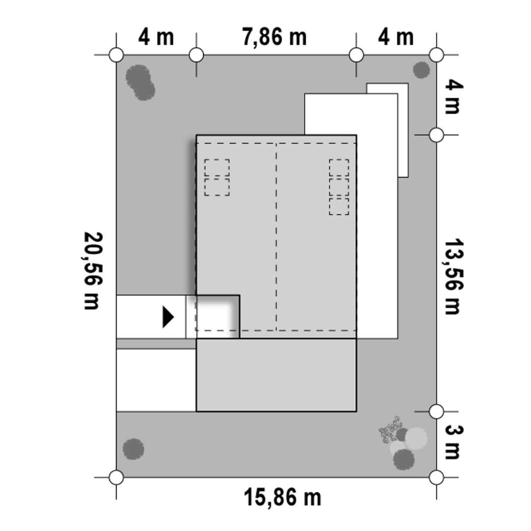 Plan amplasament Casă cu mansardă 87 mp utili, un dormitor, o baie