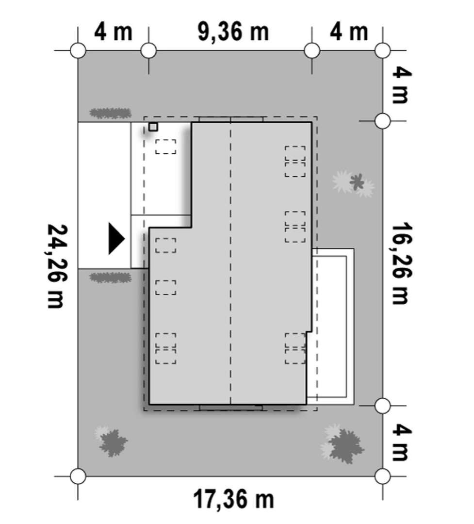Plan amplasament Casă cu mansardă 152 mp utili, un dormitor, 3 băi