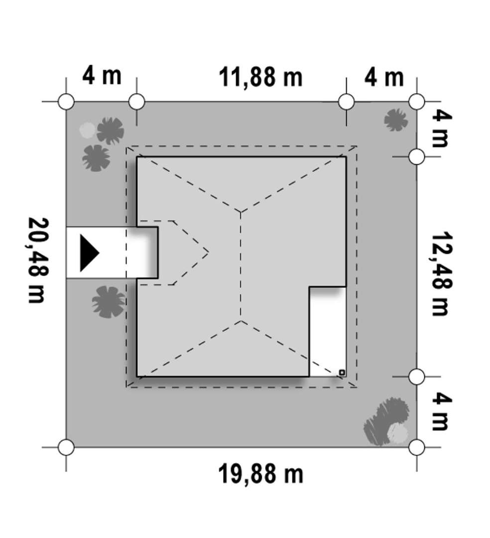 Plan amplasament Casă cu mansardă 170 mp utili, 3 dormitoare, 2 băi