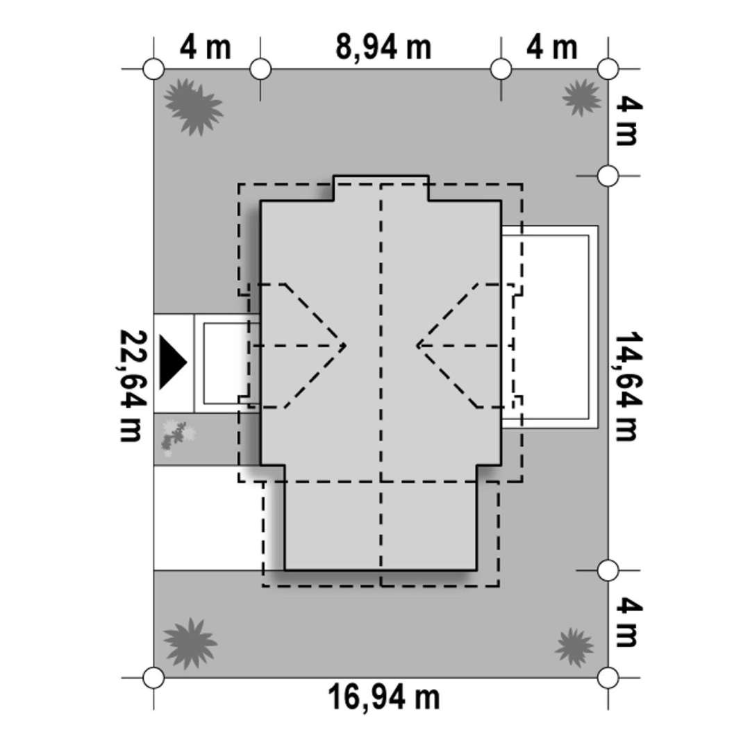 Plan amplasament Casă cu mansardă 142 mp utili, un dormitor, 2 băi