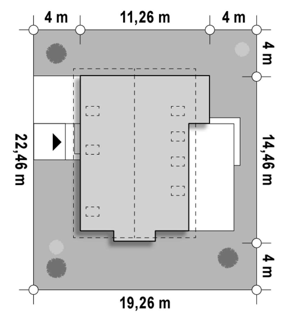 Plan amplasament Casă cu mansardă 145 mp utili, un dormitor, 3 băi