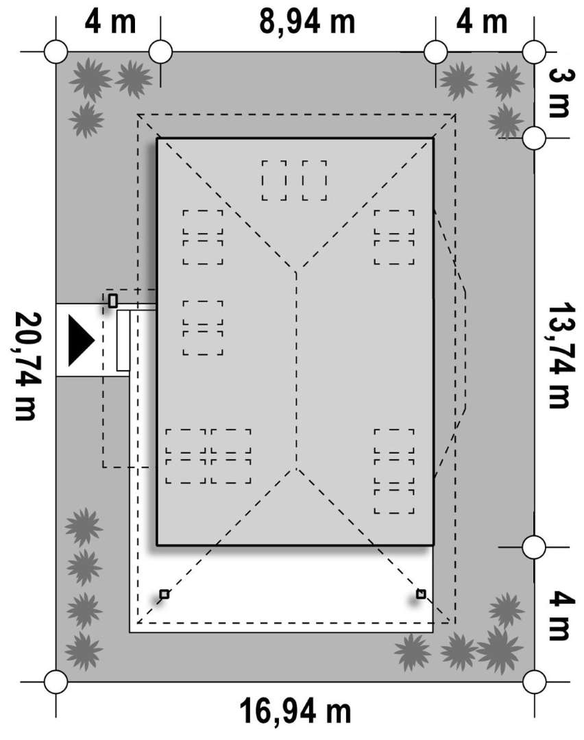 Plan amplasament Casă cu mansardă 155 mp utili, 2 dormitoare, 3 băi