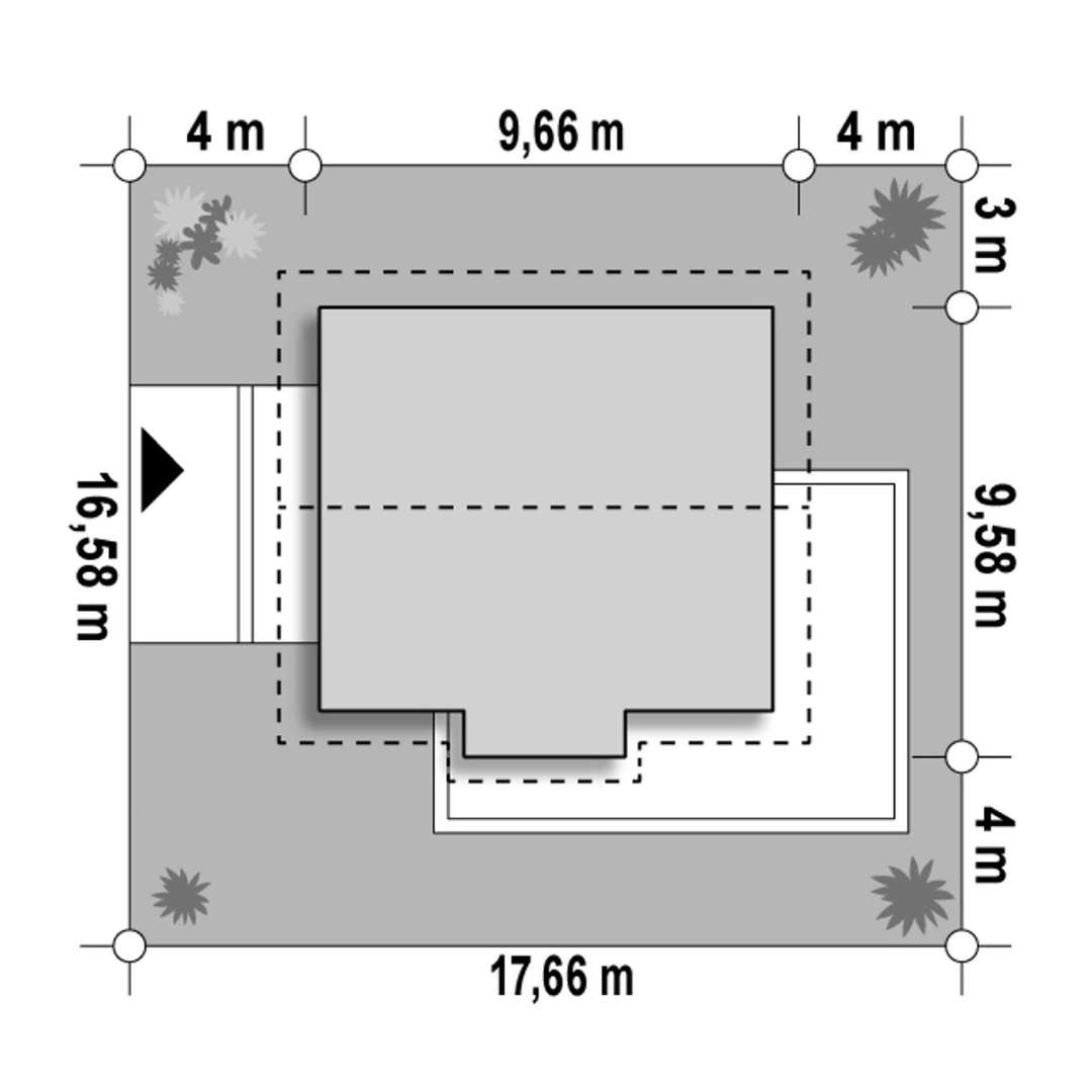 Plan amplasament Casă cu mansardă 108 mp utili, un dormitor, 3 băi