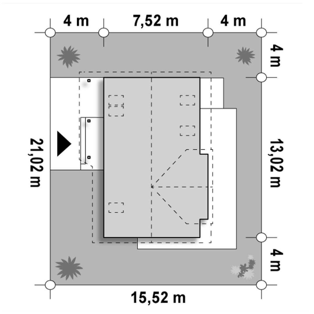 Plan amplasament Casă cu mansardă 112 mp utili, un dormitor, o baie