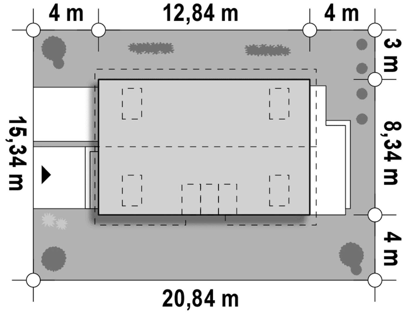 Plan amplasament Casă cu mansardă 131 mp utili, un dormitor, o baie