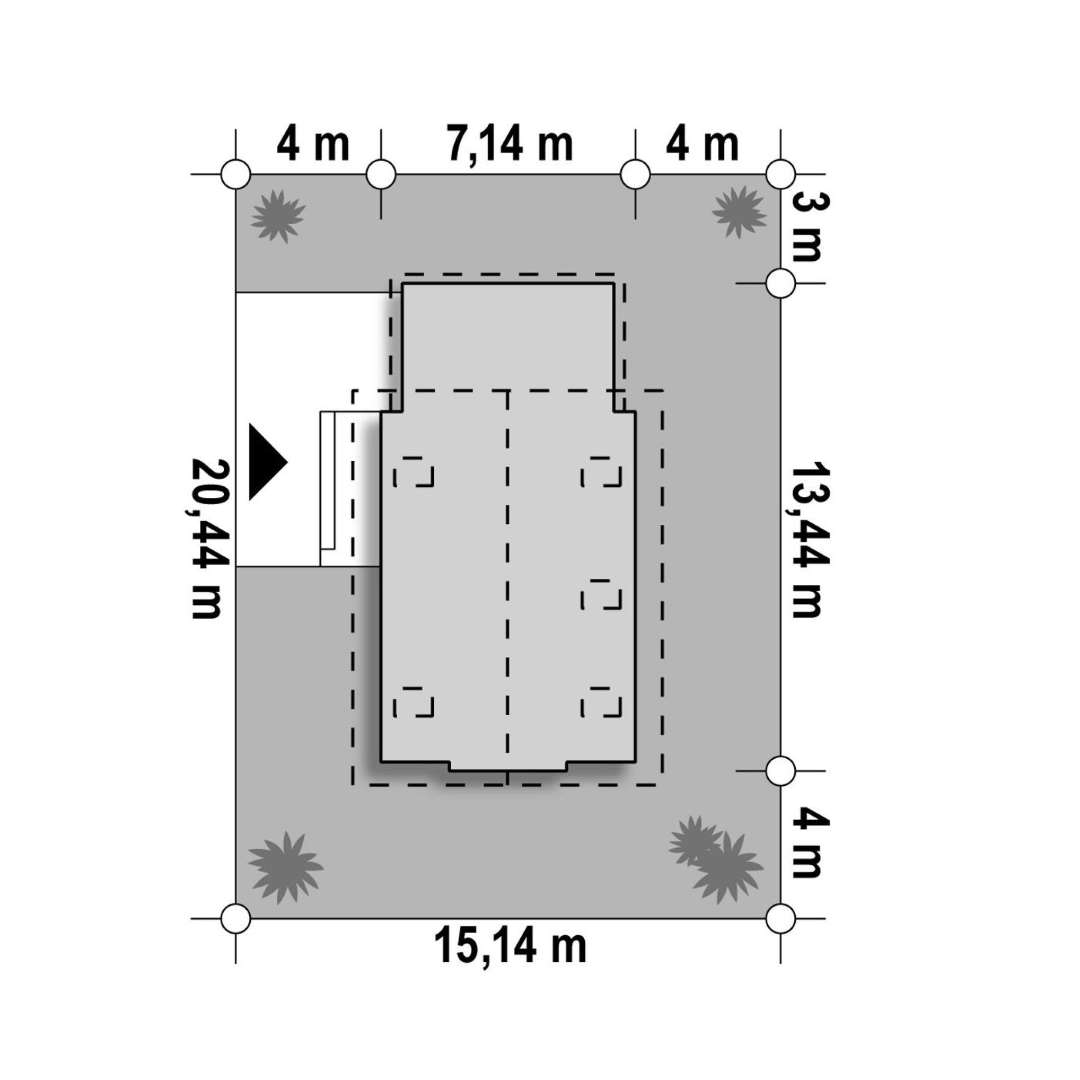 Plan amplasament Casă cu mansardă 88 mp utili, un dormitor, 2 băi