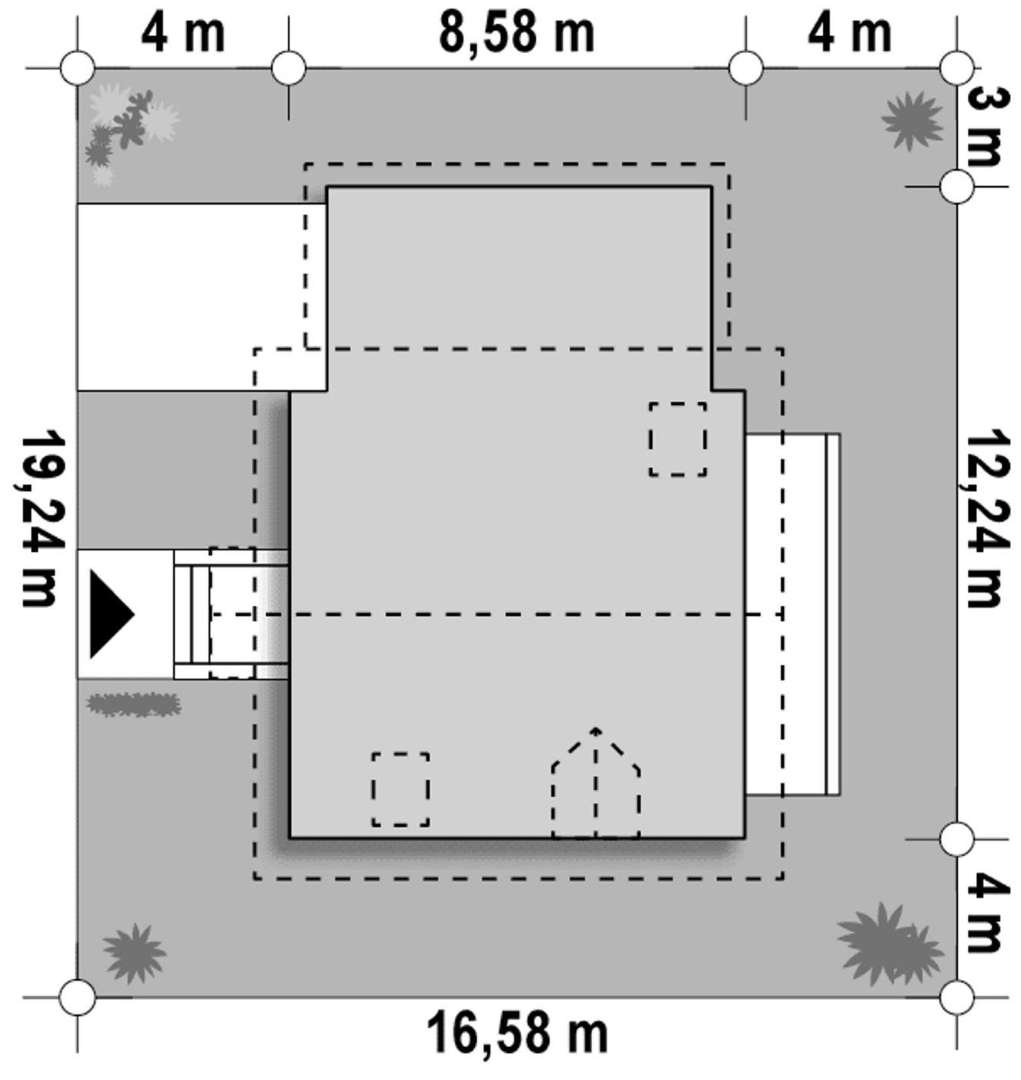 Plan amplasament Casă cu mansardă 95 mp utili, un dormitor, o baie