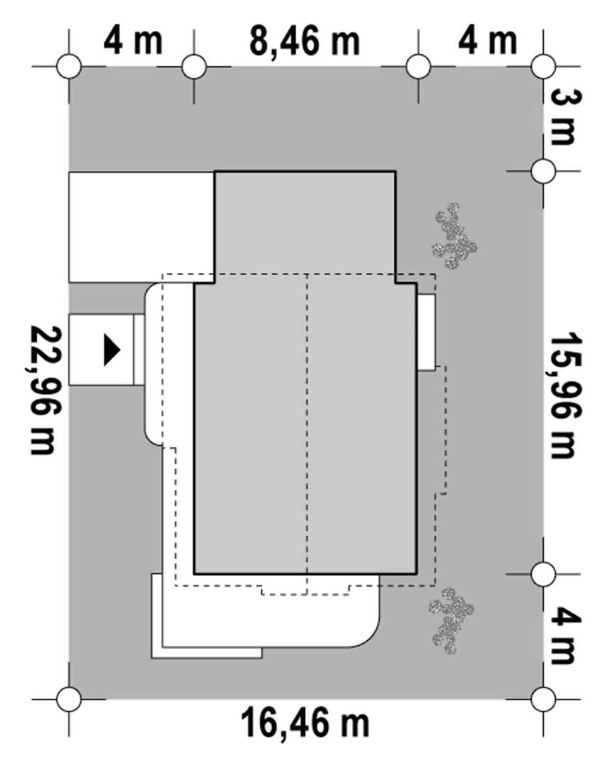 Plan amplasament Casă cu mansardă 119 mp utili, un dormitor, o baie