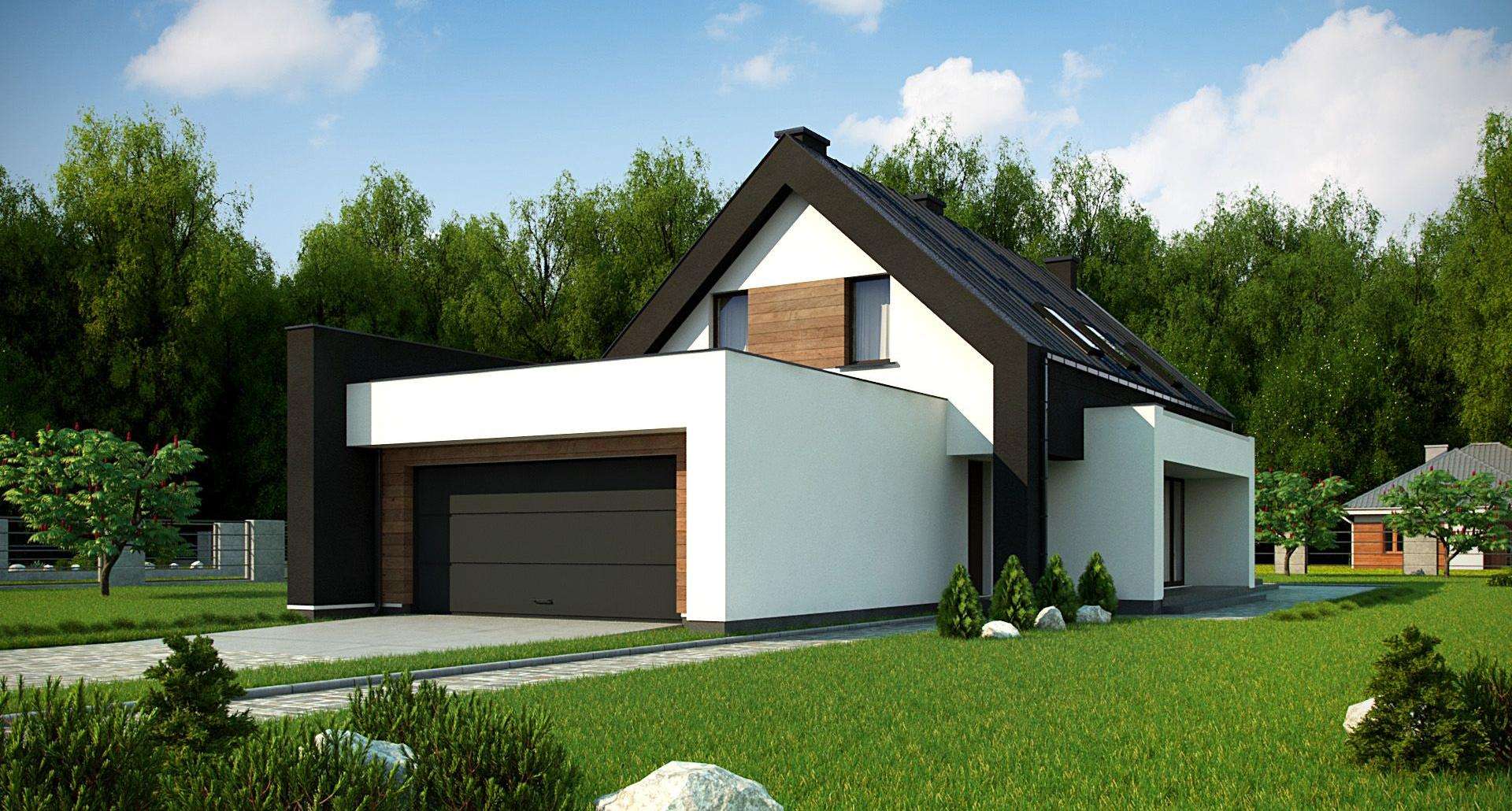 Fatada Casă cu mansardă 149 mp utili, un dormitor, 3 băi