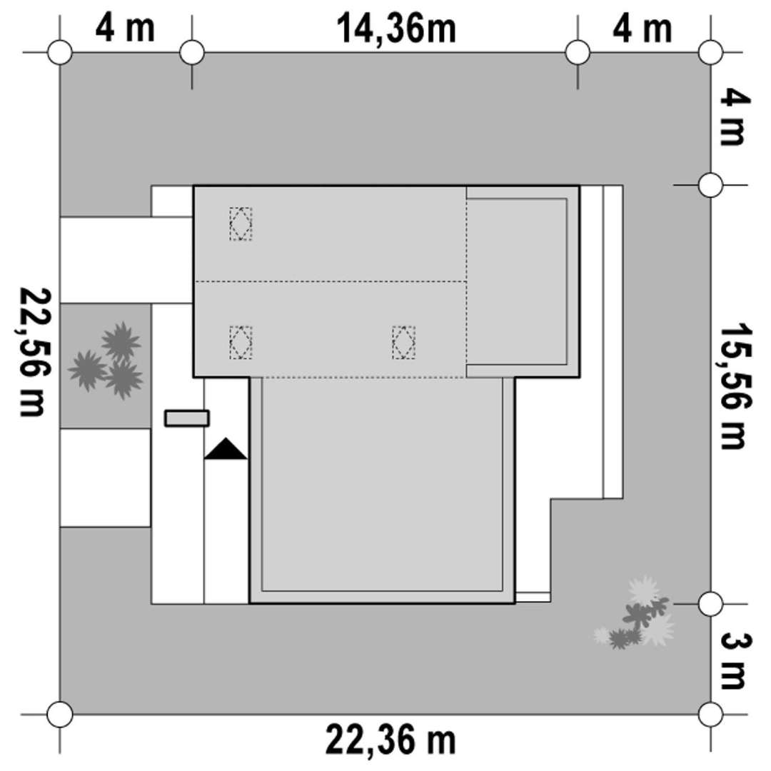 Plan amplasament Casă cu mansardă 133 mp utili, un dormitor, 3 băi