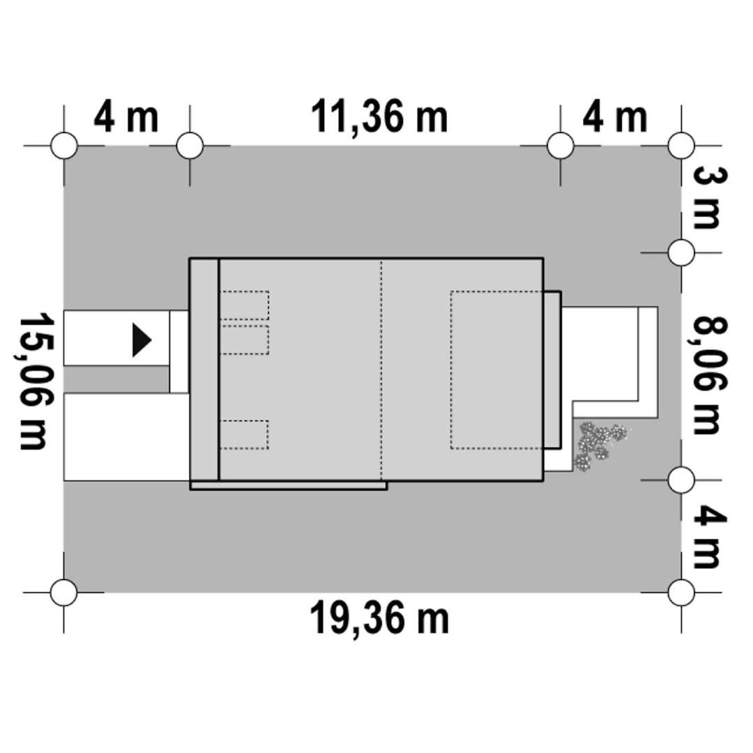 Plan amplasament Casă cu mansardă 98 mp utili, un dormitor, 2 băi