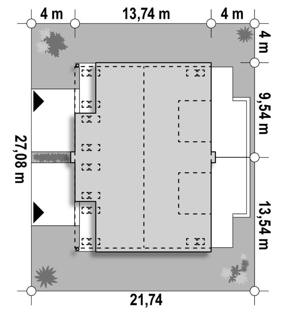 Plan amplasament Casă cu mansardă 150 mp utili, un dormitor, 3 băi