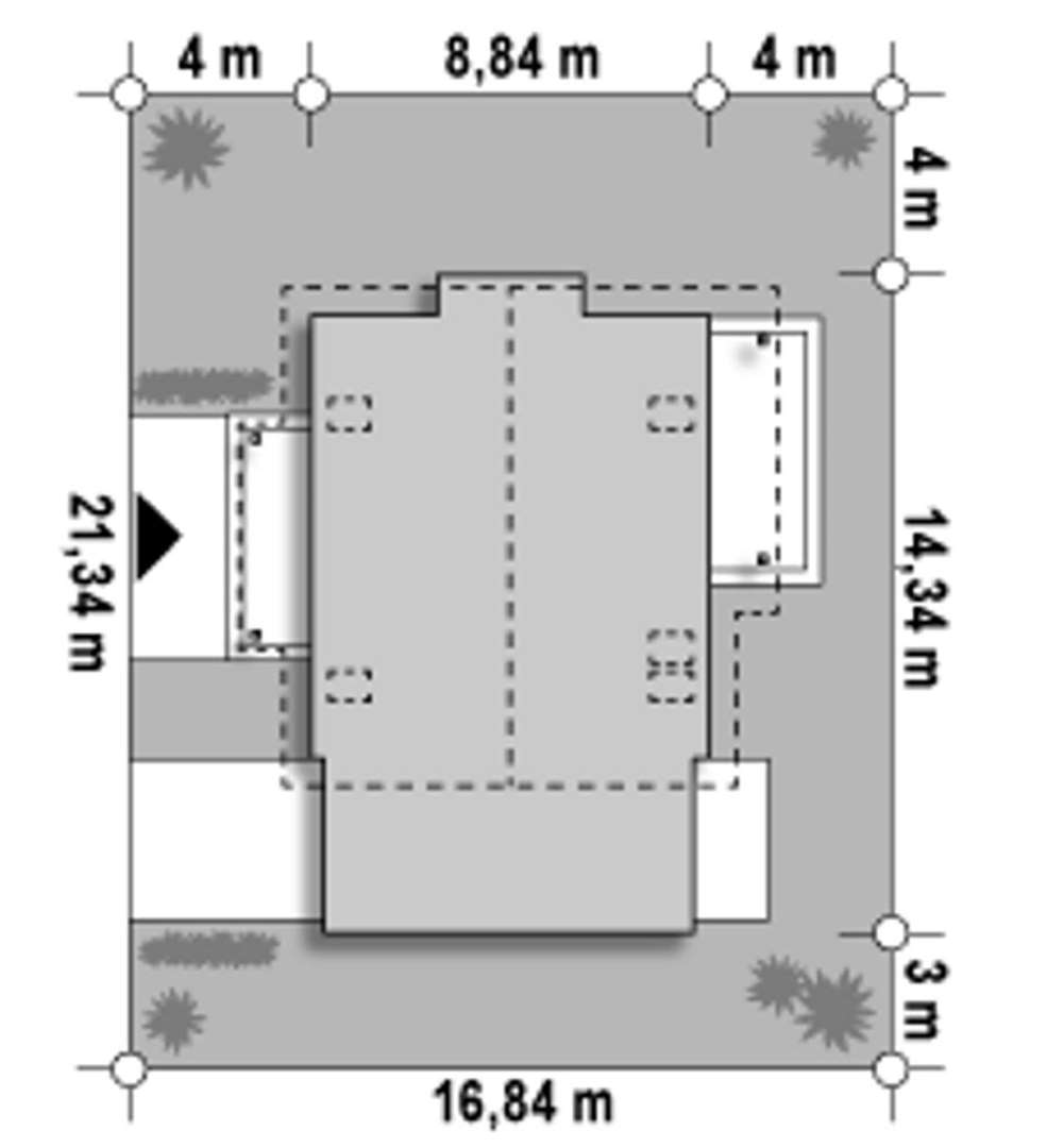 Plan amplasament Casă cu mansardă 119 mp utili, un dormitor, 2 băi