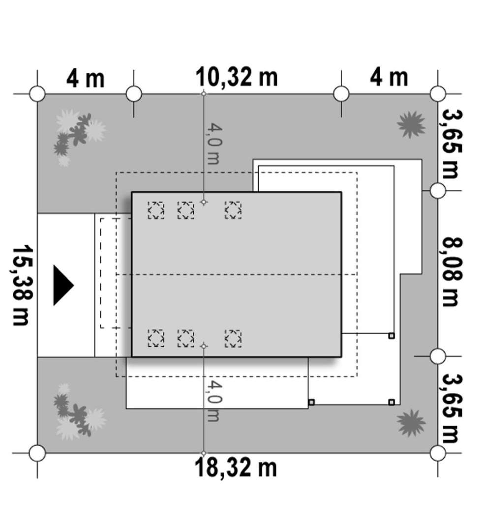 Plan amplasament Casă cu mansardă 92 mp utili, un dormitor, 2 băi